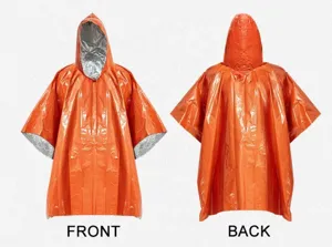 Noodthermische Poncho Oranje Overleving Regenjas Waterdichte Folie Koude Weersuitrusting