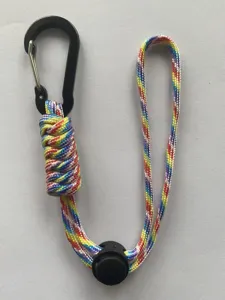 7-core outdoor paracord lanyard with carabiner, colorful anti-lost bag accessory strap.