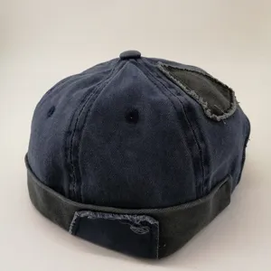 Hombres mujeres retro denim gorro docker sin ala estilo callejero vintage detalle.