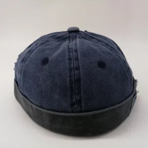 Gorro docker de mezclilla retro para hombre y mujer, gorro miki sin ala estilo callejero.