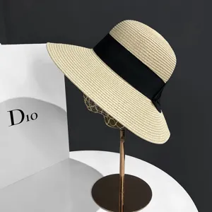 Femmes ete Grand Bord Chapeau de Paille Plage Protection UV Élégant Chapeau de Soleil