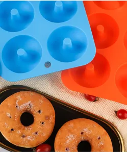 Silicone donut mold 6 cavity non stick baking pan pastry DIY kitchen tool for cake bagel