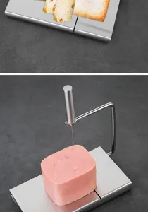 Stainless steel cheese slicer wire cutter for kitchen ham cheese bread slicing tool detail view