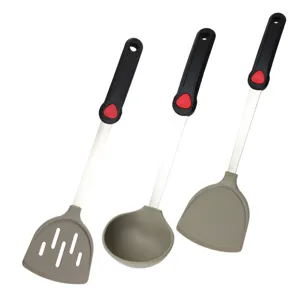 Silicone kitchen utensil set non-stick cooking spatula and soup ladle heat resistant tools