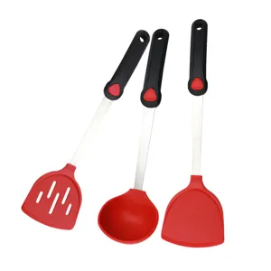 Kitchen silicone spatula set cooking utensils non-stick pan red spatula soup ladle tools