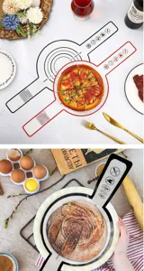 Tappetino da forno in silicone per pane e pizza con manici lunghi per cotture sicure e facili.