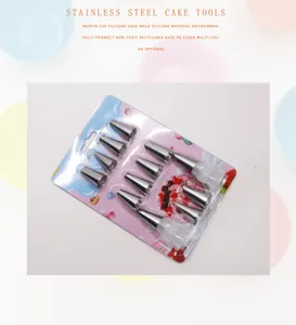 Edelstahl Torten Deko Spritztueten Set mit Adaptern und Aufsaetzen zum Backen und Backwaren.