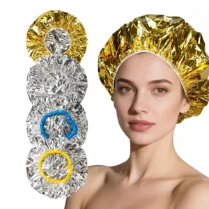 Aluminum foil thermal hair cap for deep conditioning, self heating hair care steaming spa cap.