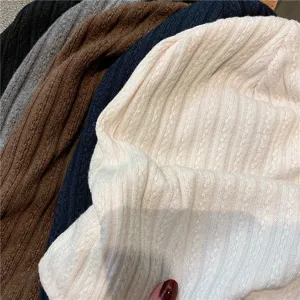Soft breathable sleep cap knit beanie detail view showcasing comfortable fabric and elastic fit.