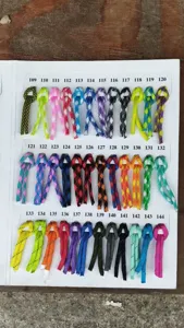 Muestra de tarjeta de colores de cordón paracord números 109 a 144 para llaveros.