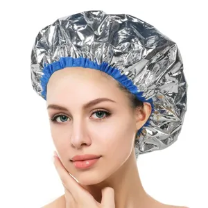 Cappuccio per capelli in foglio di alluminio professionale per salone, argento e blu.