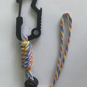 Paracord Keychain Carabiner Multi-functional Bottle Opener Lanyard Strap Outdoor