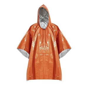 Poncho de emergencia impermeable térmico con capucha manta de rescate para acampar