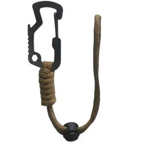 Multifunctional paracord water bottle holder with carabiner and adjustable wrist strap main view