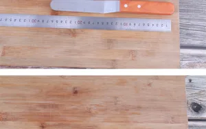 Spatule à crème en acier inoxydable avec manche en bois, outil de pâtisserie avec règle.