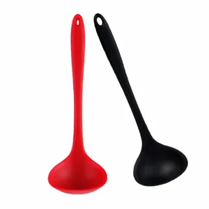 All Inclusive Silicone Soup Ladle Heat Resistant Kitchen Cooking Utensil One Piece Design Large Soup Spoon for Porridge Hot Pot