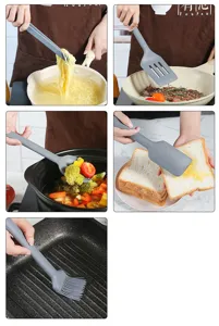 Set di utensili da cucina in silicone resistente al calore spatola cucchiaio 6pz