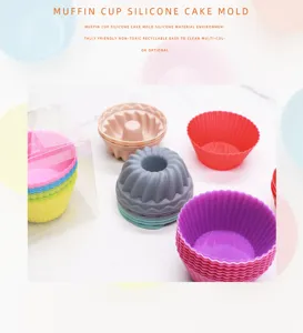 Silicone muffin cup cake molds round 7cm mini pudding baking tools multi-color sets