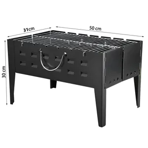 Barbecue charbon de bois pliable portable 50x31x30 cm idéal pour camping cuisine en plein air.