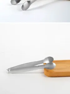 Stainless steel ice tongs sugar tongs small metal food tongs with serrated tips for bar.