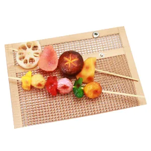 Non-stick BBQ mesh grill bag with food skewers reusable heat-resistant baking mat