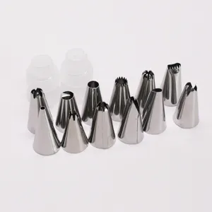 Edelstahl 12-teiliges Tülle und Adapter Set für Kuchen Dekoration und Backen.