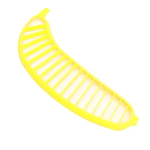 Gele plastic banaan snijder keukenmachine fruit snijder handig keukenhulpje gereedschap