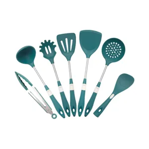 7-piece silicone kitchen utensil set heat resistant non-stick cookware cooking tools.