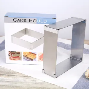 Stainless Steel Adjustable Square Mousse Ring Cake Mold Baking Tool Large Size Metal Pastry Form Kitchen Baking Accessories