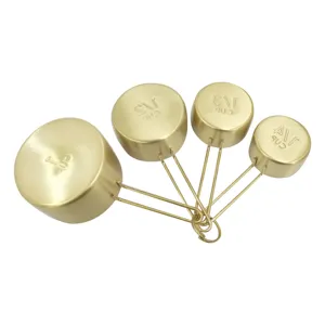 Set di tazze misuratore in acciaio inox, 4 pezzi cucchiai da cucina ramati per dolci.