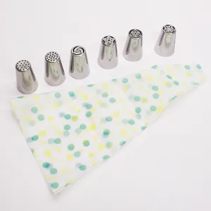 Set di bocchette russe in acciaio inossidabile con sac à poche EVA, 7 pezzi per dolci.