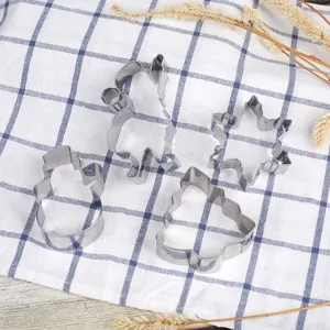 Set tagliabiscotti di Natale in acciaio inox 4pz fiocco di neve pupazzo albero