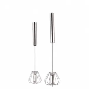 Batidor de Huevos Giratorio de Presión Manual Semiautomático de Acero Inoxidable Herramienta de Cocina