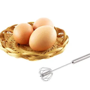 Batidor de huevos semiautomático de acero inoxidable prensa manual agitador de crema