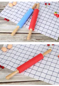 Matterello in silicone con manico in legno antiaderente per cottura utensili da cucina