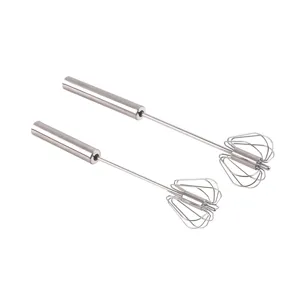 Batidor de huevos giratorio semi-automatico de acero inoxidable para cocina y crema