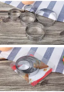 Set van ronde koekjessnijders van roestvrij staal, duurzame DIY bakvormen voor gebak.