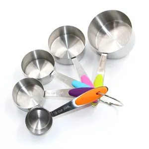 Stainless Steel Measuring Cups and Spoons Set With Colorful Nonslip Silicone Handles Kitchen Baking Tools