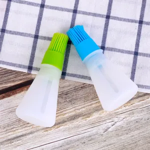 Silicone Oil Bottle Brush With Lid And Scale Barbecue Baking Brush Kitchen Cooking Tool For Baking And BBQ
