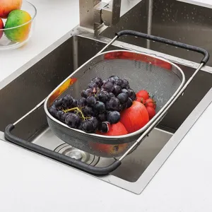Colador extensible de acero inoxidable para fregadero de cocina, cesta de drenaje.