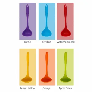 Colorful silicone soup ladle heat resistant large kitchen cooking spoon set with 6 colors available