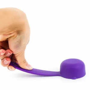 Flexible purple silicone measuring spoon for baking and cooking, durable and easy to clean use.