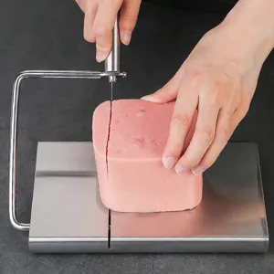 Stainless steel cheese slicer manual wire ham cutter for kitchen food slicing main view.