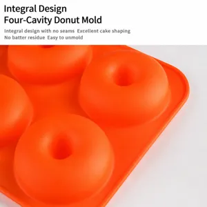 Silicone donut mold 6-cavity non-stick baking pan for DIY round cakes and pastries securely.