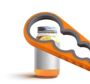 Multi-functional 4-in-1 silicone jar opener and kitchen tool for effortless bottle cap opening