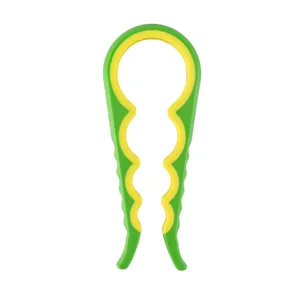 Multi-function 4-in-1 jar opener kitchen tool bottle cap remover green yellow plastic