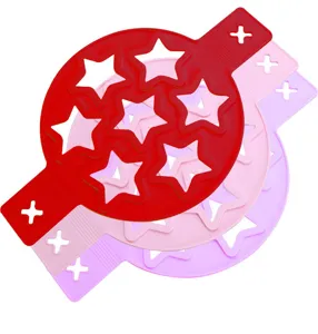 Silicone 7-hole pancake mold star shape egg ring baking tool detail view red pink purple