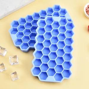 Silicone Honeycomb Ice Cube Tray 37 Grids Flexible Maker Mold for Summer Drinks and DIY Cocktails