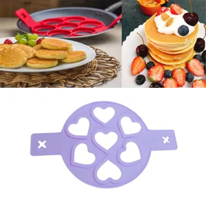7-hole silicone pancake mold heart shaped egg frying ring non-stick baking tool for DIY breakfast