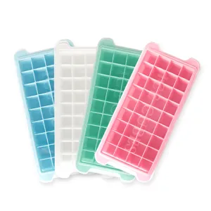Silikon Eiswuerfelbereiter mit Deckeln, 4er Pack bunten Eisschalen fuer die Kueche.